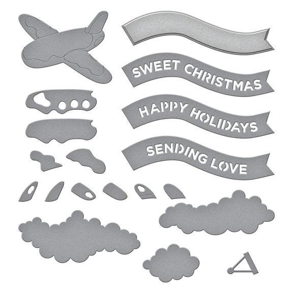Spellbinders - Candy Christmas Collection - Dies - Gingerbread Plane &amp; Banners-ScrapbookPal
