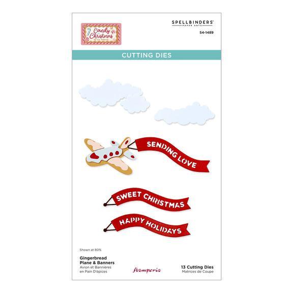 Spellbinders - Candy Christmas Collection - Dies - Gingerbread Plane &amp; Banners-ScrapbookPal