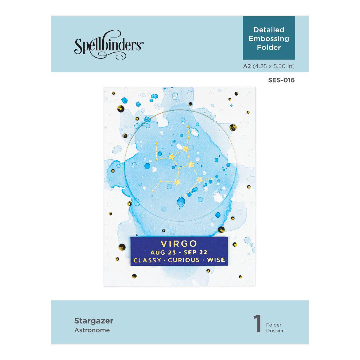 Spellbinders - Celestial Zodiacs Collection - Embossing Folder - Stargazer-ScrapbookPal