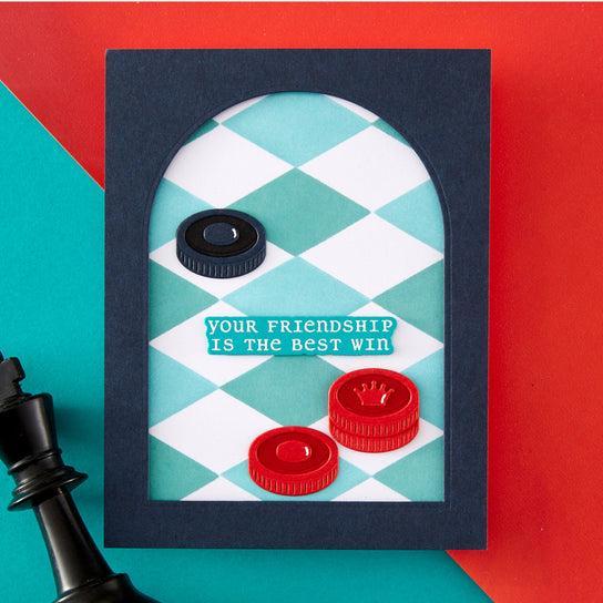 Spellbinders - Checkmate Collection - Clear Stamps & Dies - Well Played Sentiments-ScrapbookPal