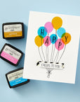 Spellbinders - Cheers to You Collection - Registration Press Plates & Dies - Happy Hooray Balloons-ScrapbookPal