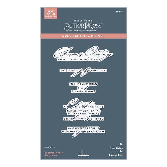 Spellbinders - City Holiday Collection - Press Plate &amp; Dies - Christmas Cheer Sentiments-ScrapbookPal