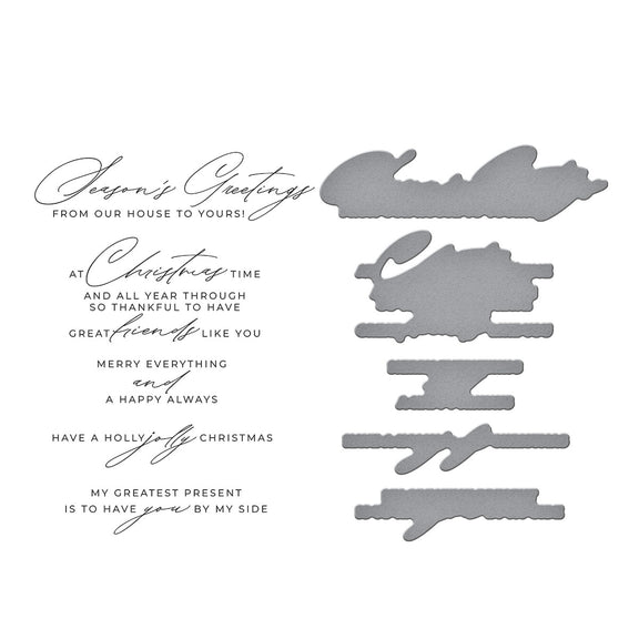 Spellbinders - City Holiday Collection - Press Plate &amp; Dies - Christmas Cheer Sentiments-ScrapbookPal