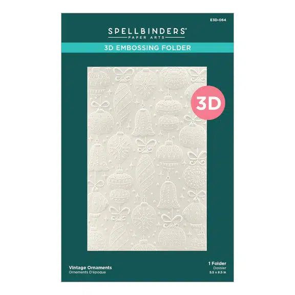 Spellbinders - Classic Christmas Collection - 3D Embossing Folder - Vintage Ornaments-ScrapbookPal