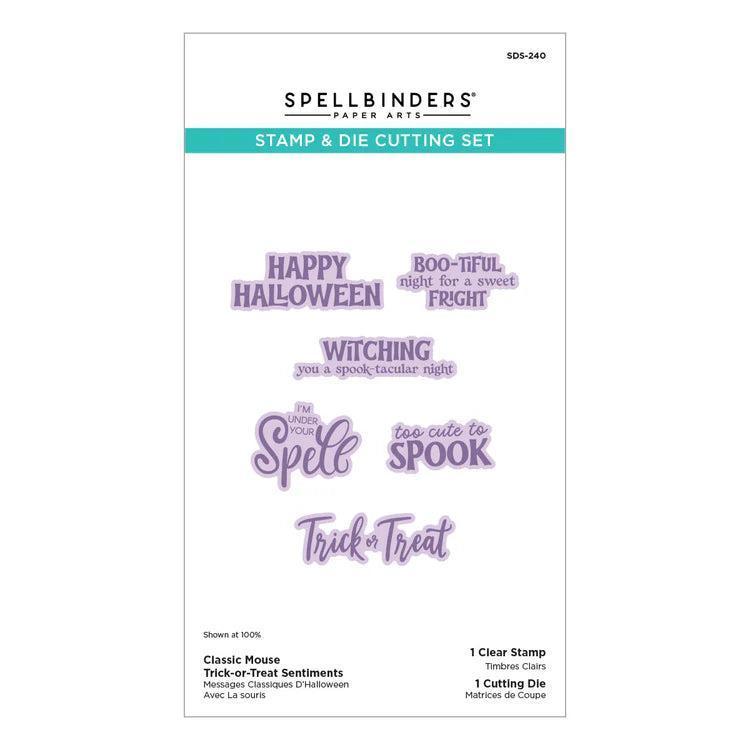 Spellbinders - Classic Mouse Costume Party Collection - Clear Stamps & Dies - Classic Mouse Trick-or-Treat Sentiments-ScrapbookPal
