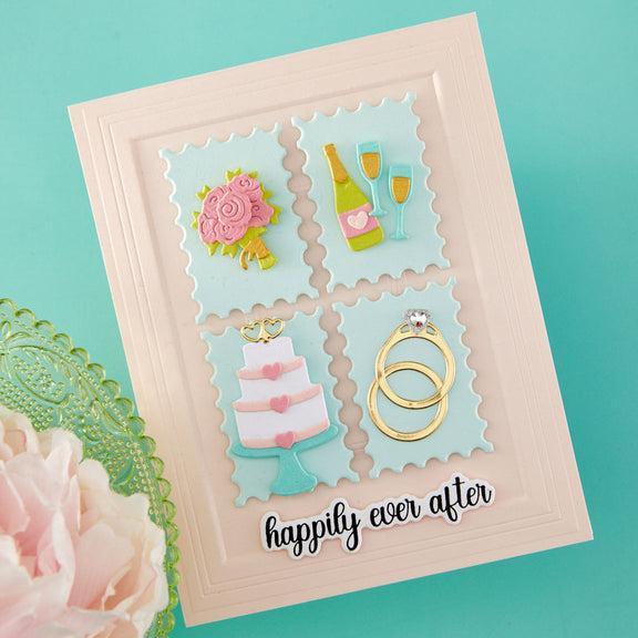 Spellbinders - Classic Mouse Wedding Collection - Letterpress + Foil Plate & Cut - Classic Mouse Wedding Sentiments-ScrapbookPal