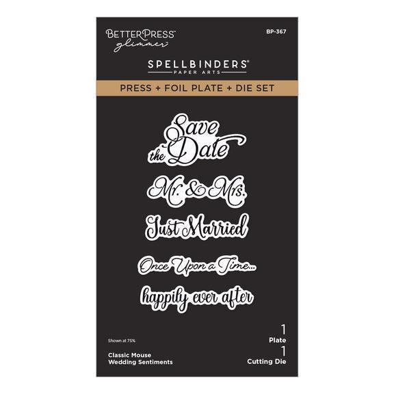 Spellbinders - Classic Mouse Wedding Collection - Letterpress + Foil Plate & Cut - Classic Mouse Wedding Sentiments-ScrapbookPal