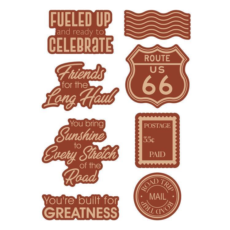 Spellbinders - Classic Road Legends 2.0 Collection - Clear Stamps & Dies - Road Trip Adventures Sentiments - Scratch & Dent-ScrapbookPal