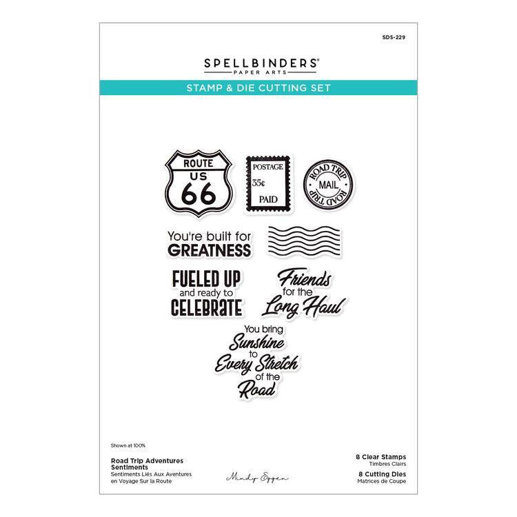 Spellbinders - Classic Road Legends 2.0 Collection - Clear Stamps & Dies - Road Trip Adventures Sentiments - Scratch & Dent-ScrapbookPal