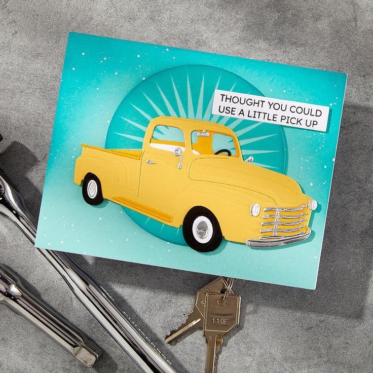 Spellbinders - Classic Road Legends Collection - Clear Stamps & Dies - Cruisin' By Sentiments-ScrapbookPal