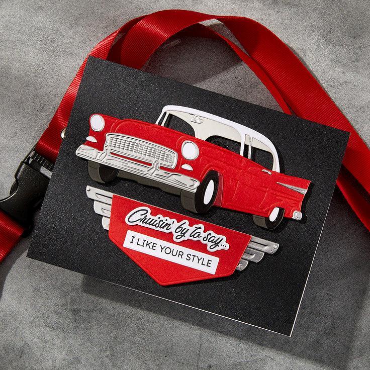 Spellbinders - Classic Road Legends Collection - Clear Stamps &amp; Dies - Cruisin&#39; By Sentiments-ScrapbookPal