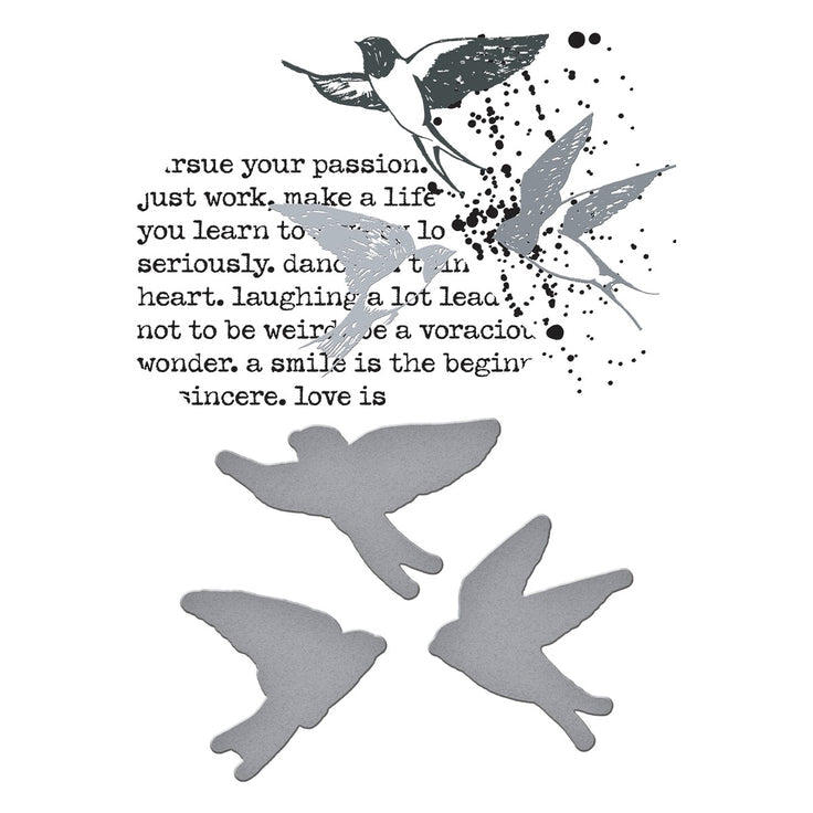 Spellbinders - Collaged Birds Collection - Registration Press Plates &amp; Dies - Collaged Birds-ScrapbookPal