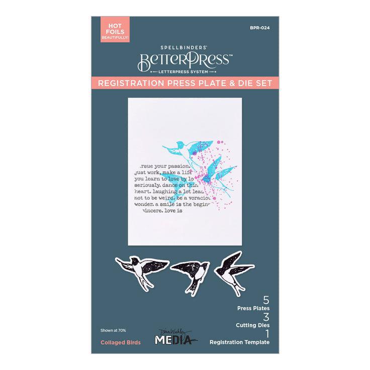 Spellbinders - Collaged Birds Collection - Registration Press Plates &amp; Dies - Collaged Birds-ScrapbookPal