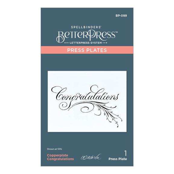 Spellbinders - Copperplate Everyday Sentiments Collection - Press Plate - Copperplate Congratulations-ScrapbookPal