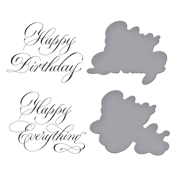 Spellbinders - Copperplate Happy Everything Sentiments Collection - Press Plate &amp; Dies - Copperplate Happy Birthday and Everything-ScrapbookPal