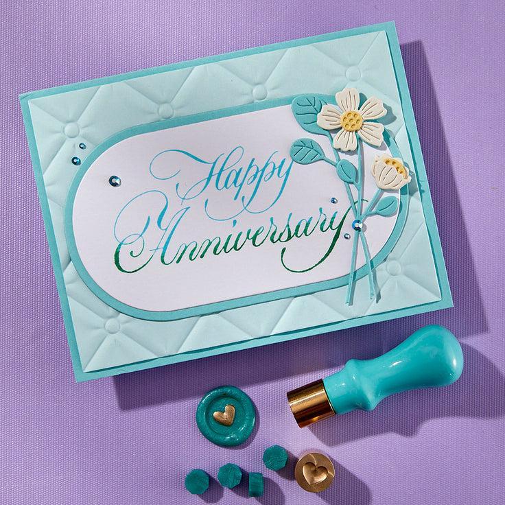 Spellbinders - Copperplate Happy Everything Sentiments Collection - Press Plates - Copperplate Happy Anniversary-ScrapbookPal