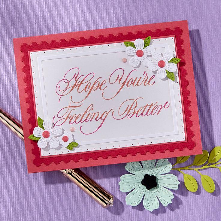 Spellbinders - Copperplate Happy Everything Sentiments Collection - Press Plates - Copperplate Hope You're Feeling Better-ScrapbookPal