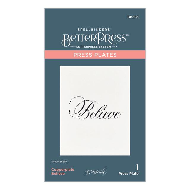 Spellbinders - Copperplate Holiday Sentiments Collection - Press Plates - Copperplate Believe-ScrapbookPal