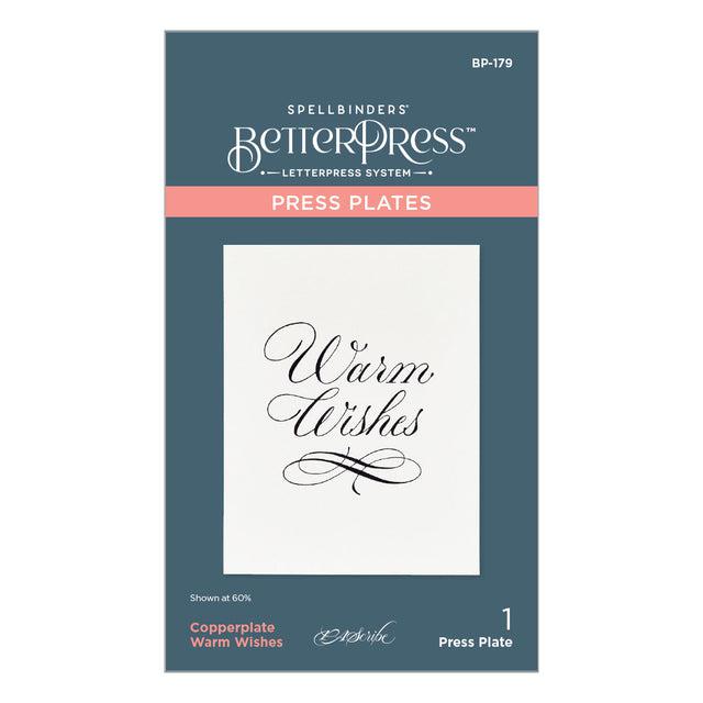 Spellbinders - Copperplate Holiday Sentiments Collection - Press Plates - Copperplate Warm Wishes-ScrapbookPal