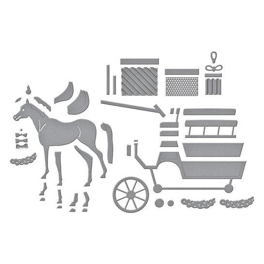 Spellbinders - Country Christmas Collection - Dies - Christmas Horse-Drawn Wagon-ScrapbookPal