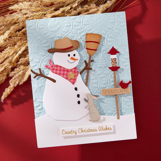 Spellbinders - Country Christmas Collection - Press Plates &amp; Dies - Country Christmas Banner &amp; Sentiments-ScrapbookPal