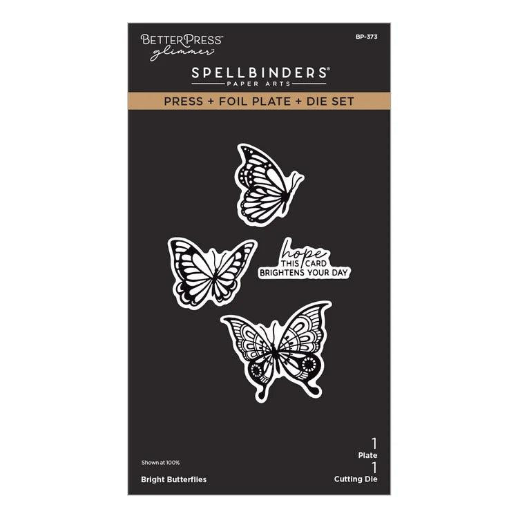 Spellbinders - Create Your Way Everyday Collection - Letterpress + Foil Plate &amp; Dies - Bright Butterflies-ScrapbookPal