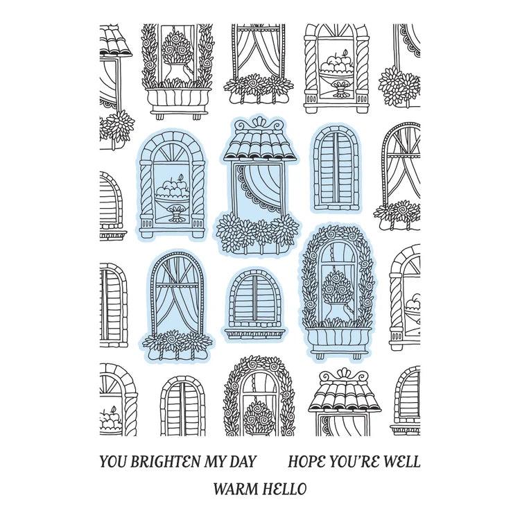 Spellbinders - Create Your Way Everyday Collection - Letterpress + Foil Plate &amp; Dies - Windows with a View-ScrapbookPal