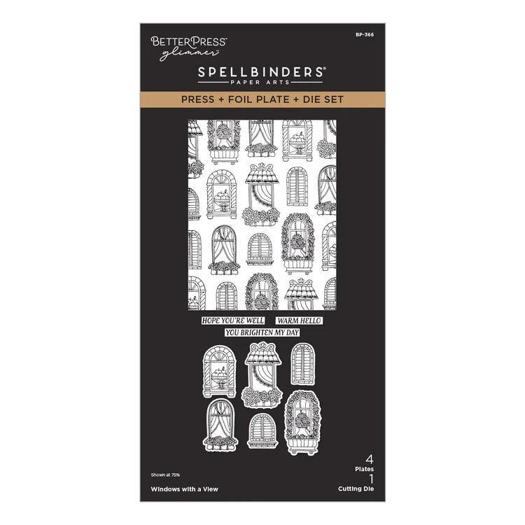Spellbinders - Create Your Way Everyday Collection - Letterpress + Foil Plate &amp; Dies - Windows with a View-ScrapbookPal