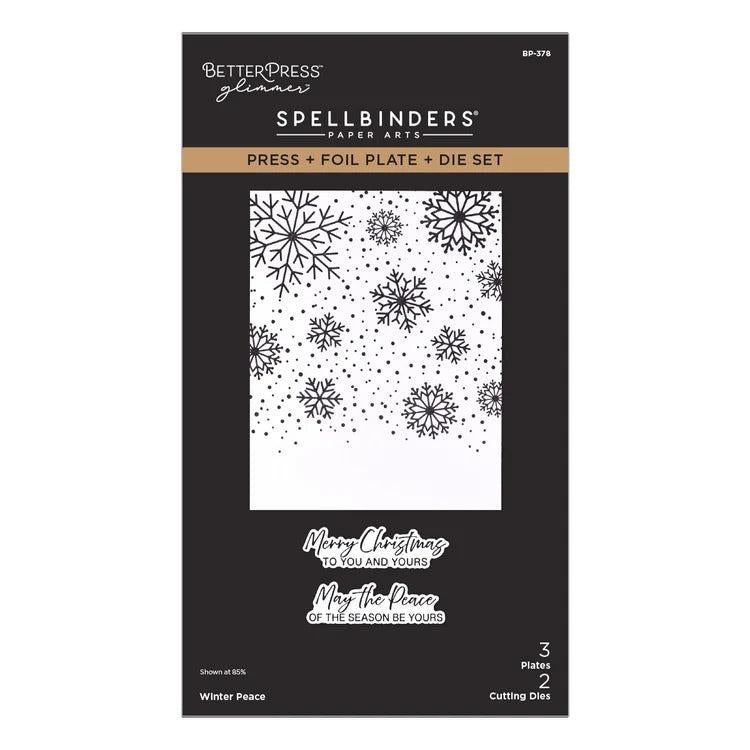 Spellbinders - Create Your Way Holiday Collection - Letterpress + Foil Plate &amp; Dies - Winter Peace-ScrapbookPal