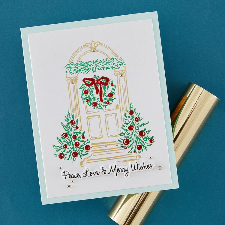 Spellbinders - Create Your Way Holiday Collection - Registration Press + Foil Plate &amp; Dies - Festive Evergreens-ScrapbookPal