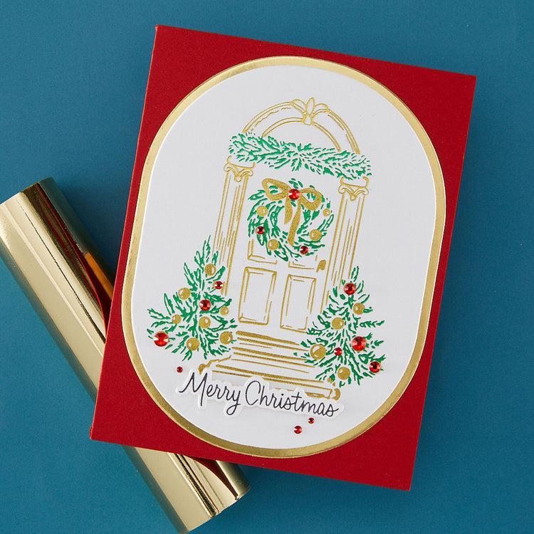 Spellbinders - Create Your Way Holiday Collection - Registration Press + Foil Plate &amp; Dies - Festive Evergreens-ScrapbookPal