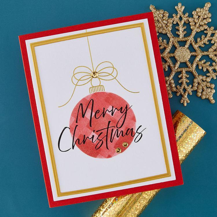 Spellbinders - Create Your Way Holiday Collection - Registration Press + Foil Plate & Stencils - Tied with Cheer-ScrapbookPal