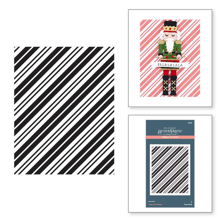 Spellbinders - Dancin&#39; Christmas Friends Collection - Press Plates - Candy Candy Stripes-ScrapbookPal