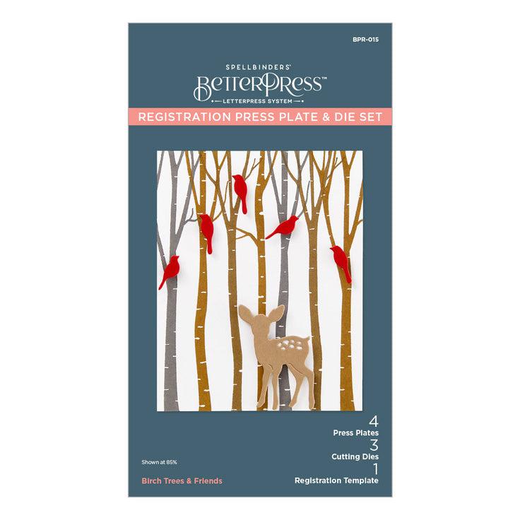 Spellbinders - Dancin' Christmas Friends Collection - Registration Press Plates & Dies - Birch Trees-ScrapbookPal