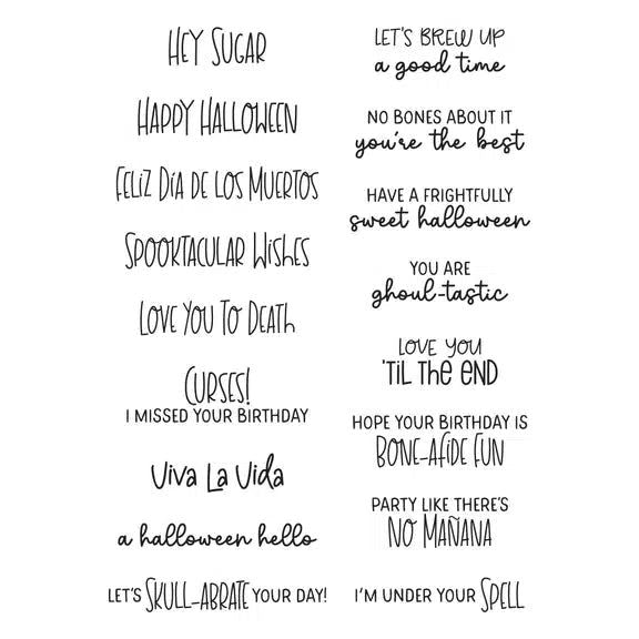 Spellbinders - Dancin&#39; Halloween Collection - Clear Stamps - Dancin&#39; Halloween Sentiments-ScrapbookPal