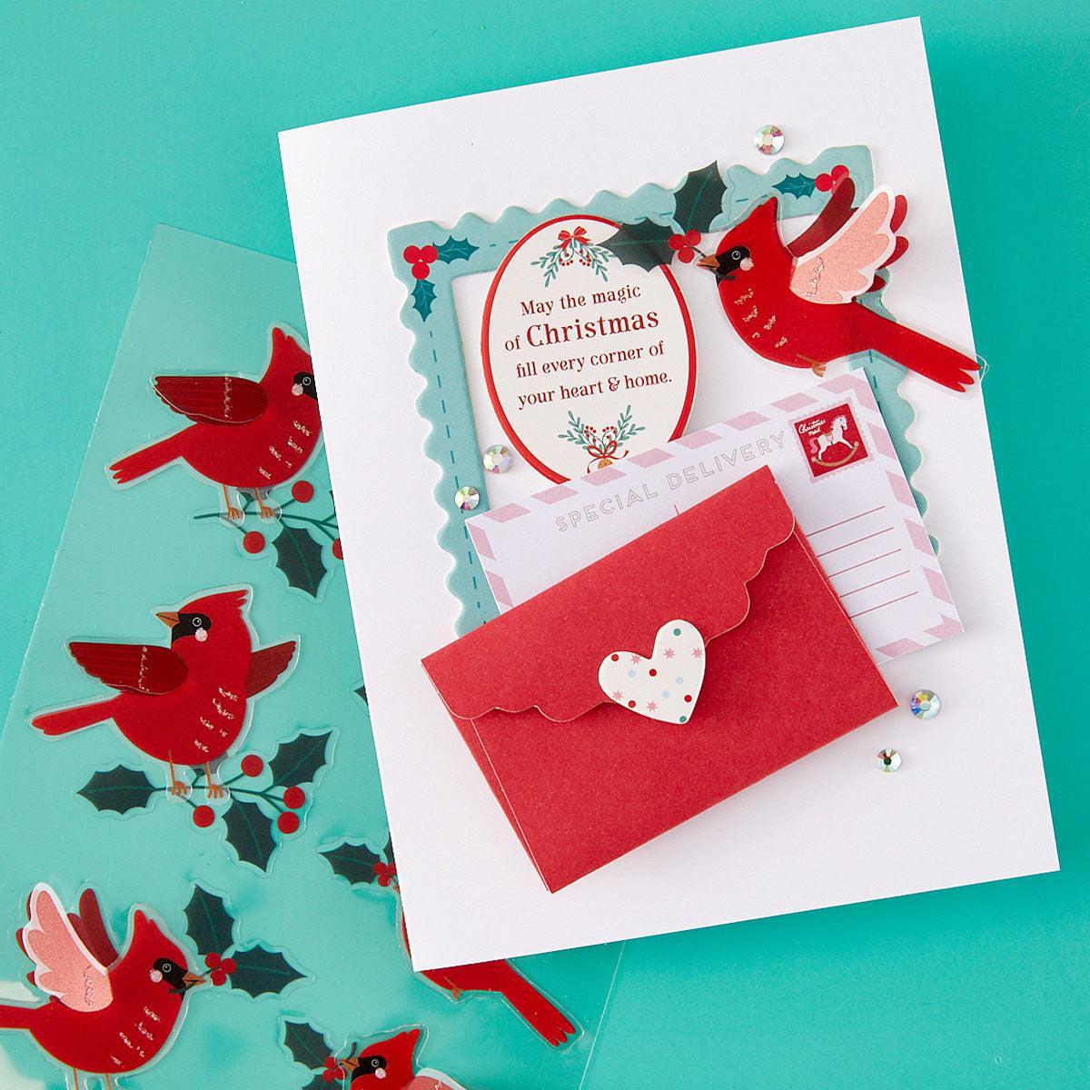 Spellbinders - Dear Santa Collection - Dimensional Stickers - Festive Birds-ScrapbookPal