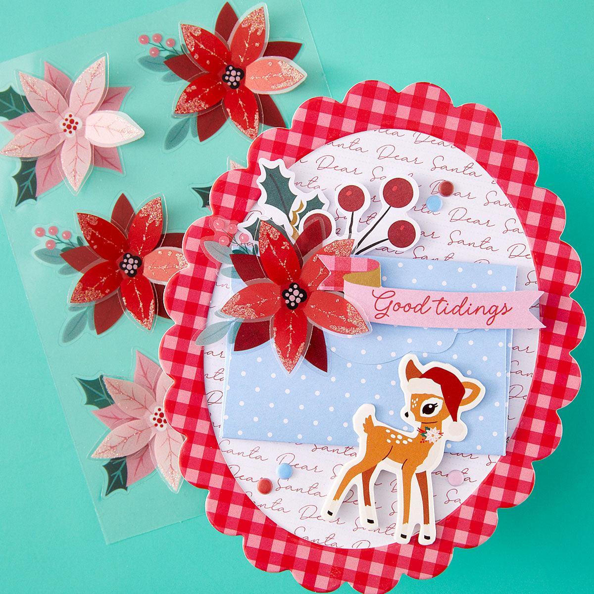 Spellbinders - Dear Santa Collection - Dimensional Stickers - Poinsettias-ScrapbookPal