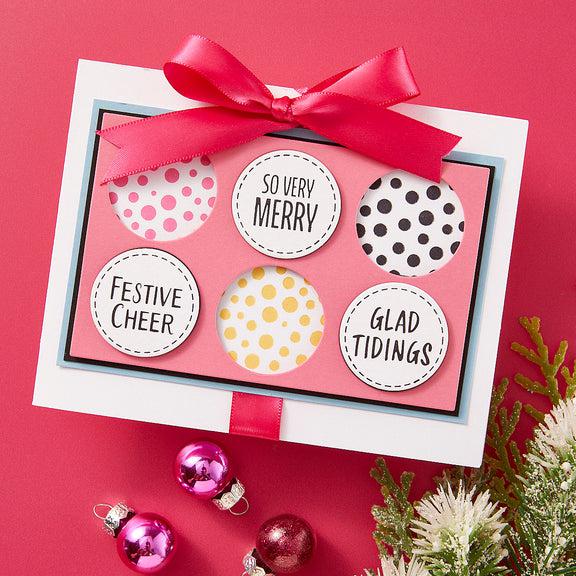 Spellbinders - Essential Holiday Collection - Press Plate &amp; Dies - Festive Circle Sentiments-ScrapbookPal