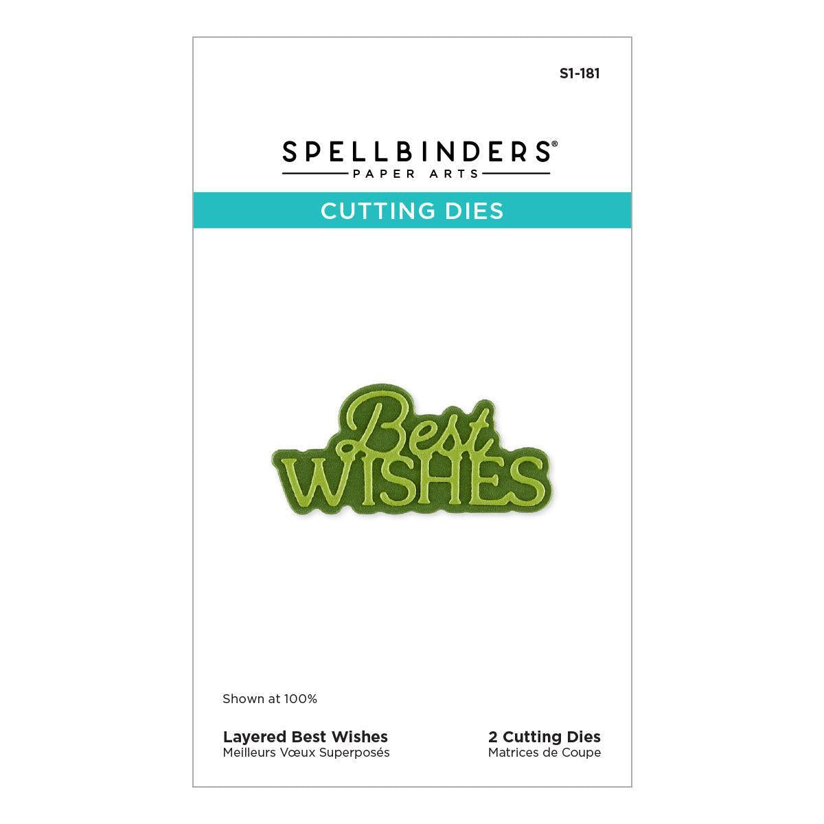 Spellbinders - Essentially Yours Sentiments Collection - Dies - Layered Best Wishes-ScrapbookPal