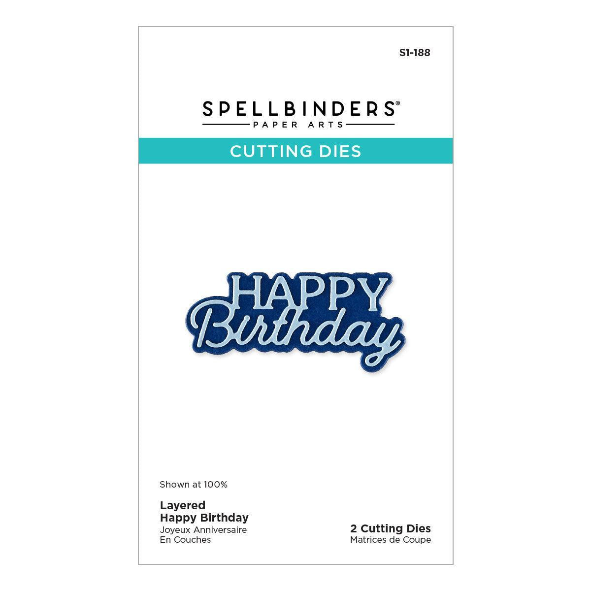 Spellbinders - Essentially Yours Sentiments Collection - Dies - Layered Happy Birthday-ScrapbookPal