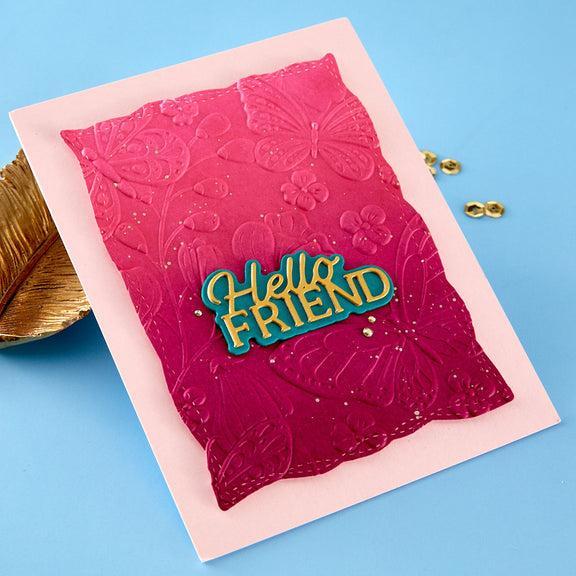 Spellbinders - Essentially Yours Sentiments Collection - Dies - Layered Hello Friend-ScrapbookPal