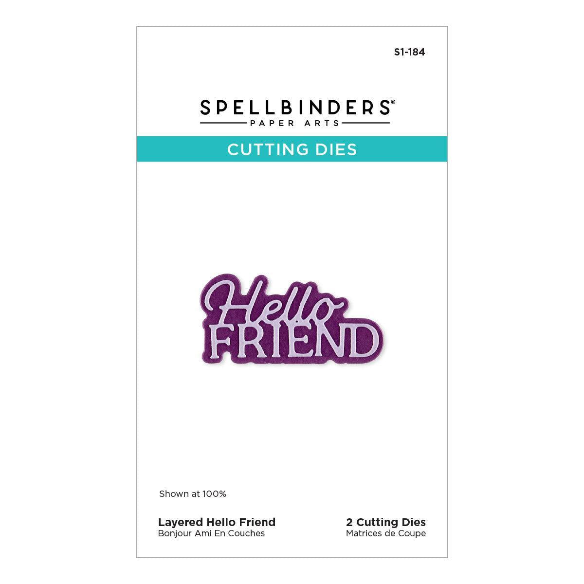 Spellbinders - Essentially Yours Sentiments Collection - Dies - Layered Hello Friend-ScrapbookPal