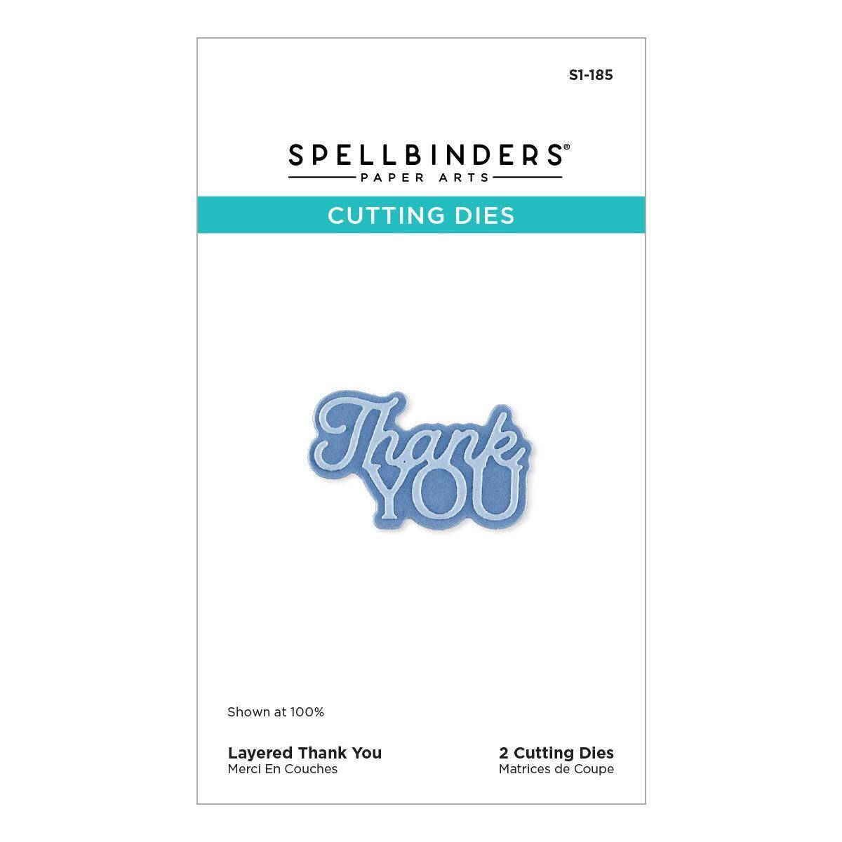 Spellbinders - Essentially Yours Sentiments Collection - Dies - Layered Thank You-ScrapbookPal