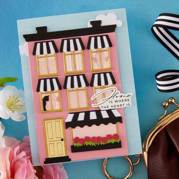 Spellbinders - Everyday City Holiday Collection - Letterpress + Foil Plate & Cut - Welcome Home Sentiments-ScrapbookPal