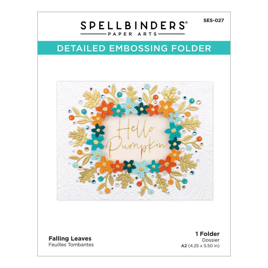 Spellbinders - Fall Traditions Collection - Embossing Folder - Falling Leaves-ScrapbookPal