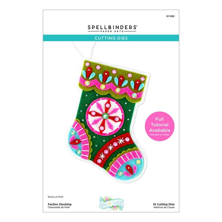 Spellbinders - Festive Felt Christmas Collection - Dies - Festive Stocking-ScrapbookPal
