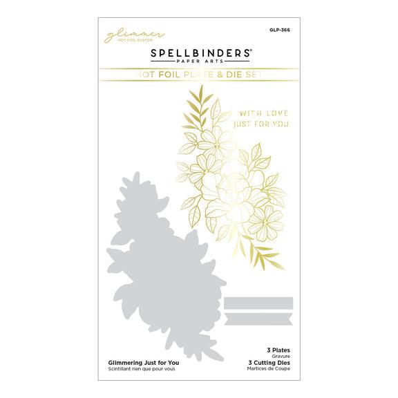 Spellbinders - Floral Reflection Collection - Glimmer Hot Foil Plate &amp; Die Set - Glimmering Just for You-ScrapbookPal