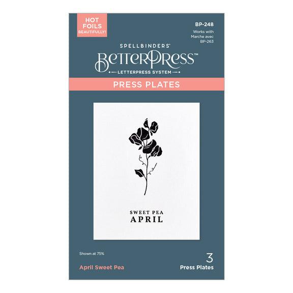 Spellbinders - Florals Through the Year Collection - Press Plates - April Sweet Pea-ScrapbookPal