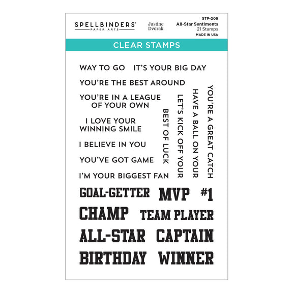 Spellbinders - Game Day Collection - Clear Stamps - All-Star Sentiments-ScrapbookPal