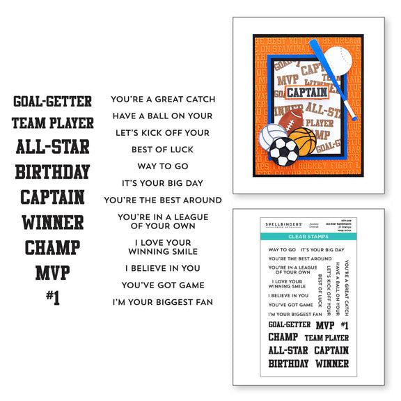 Spellbinders - Game Day Collection - Clear Stamps - All-Star Sentiments-ScrapbookPal